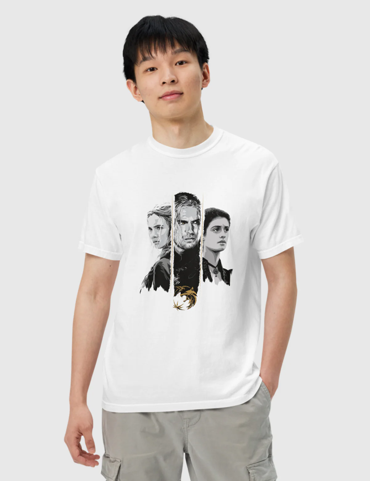 The Witcher Family Men’s Garment-dyed Heavyweight T-shirt [White] - Image 2