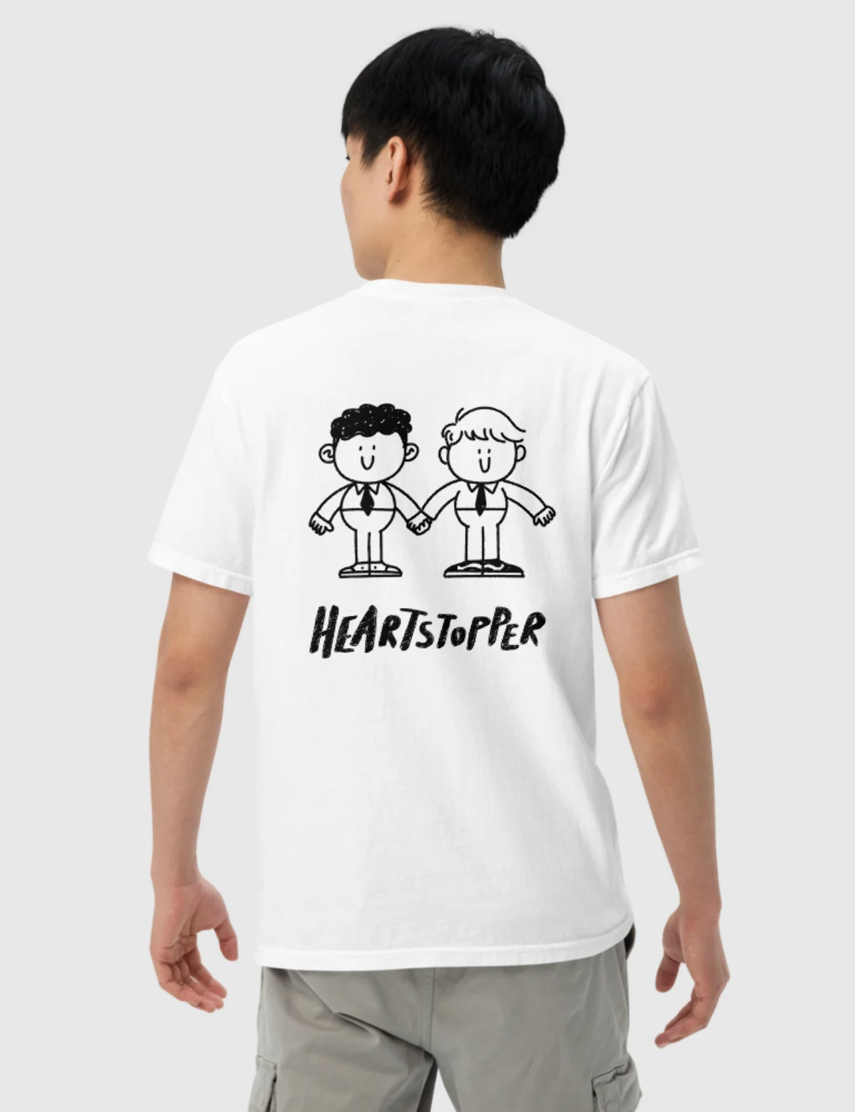 Heartstopper Unisex "Hi" Cartoon T-Shirt [White] - Image 4