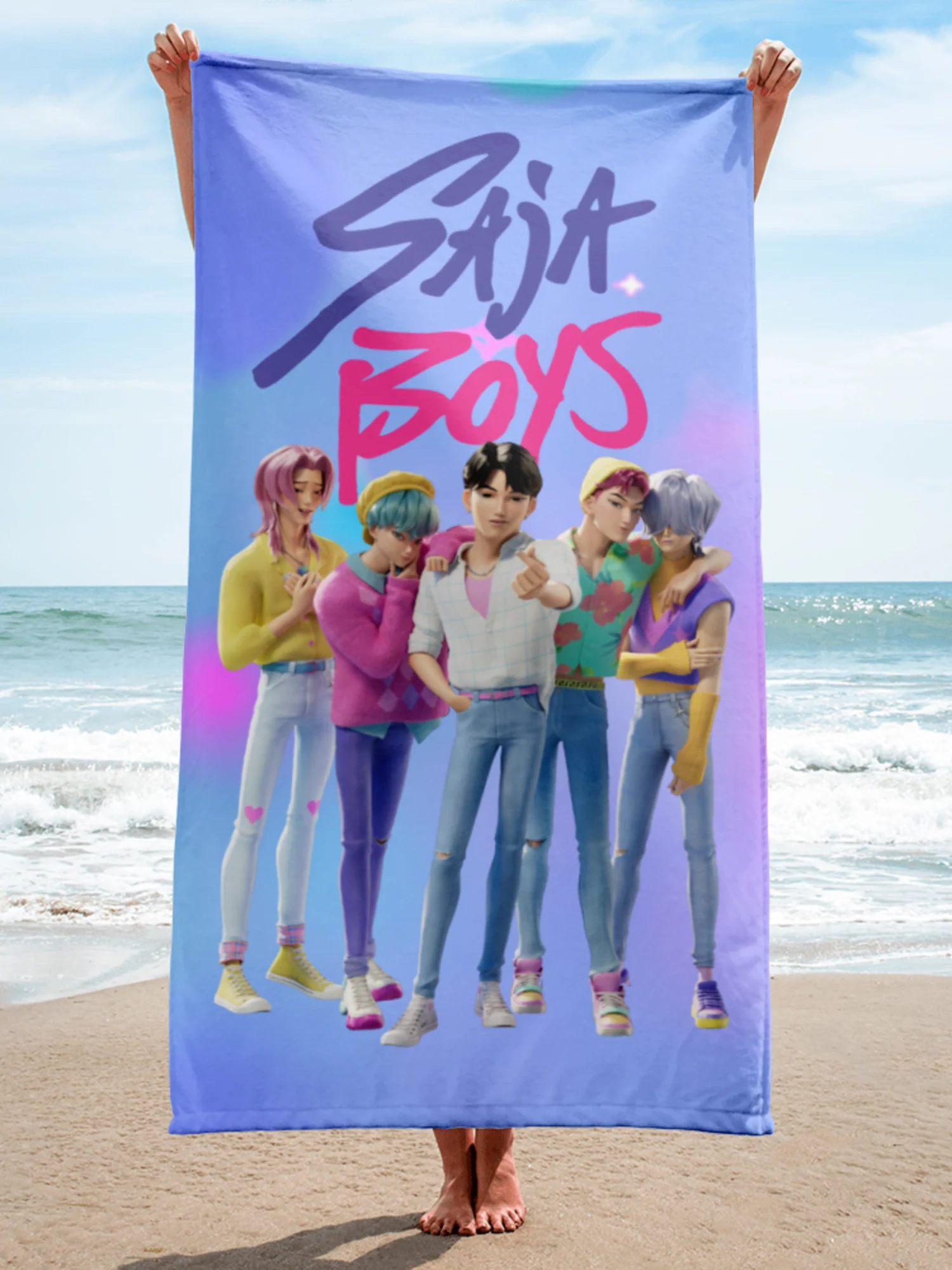 KPop Demon Hunters SAJA BOYS Beach Towel - Image 2