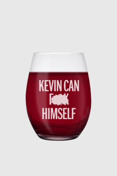 Kevin Can F**k Himself Logo Laser Engraved Stemless Wine Glass