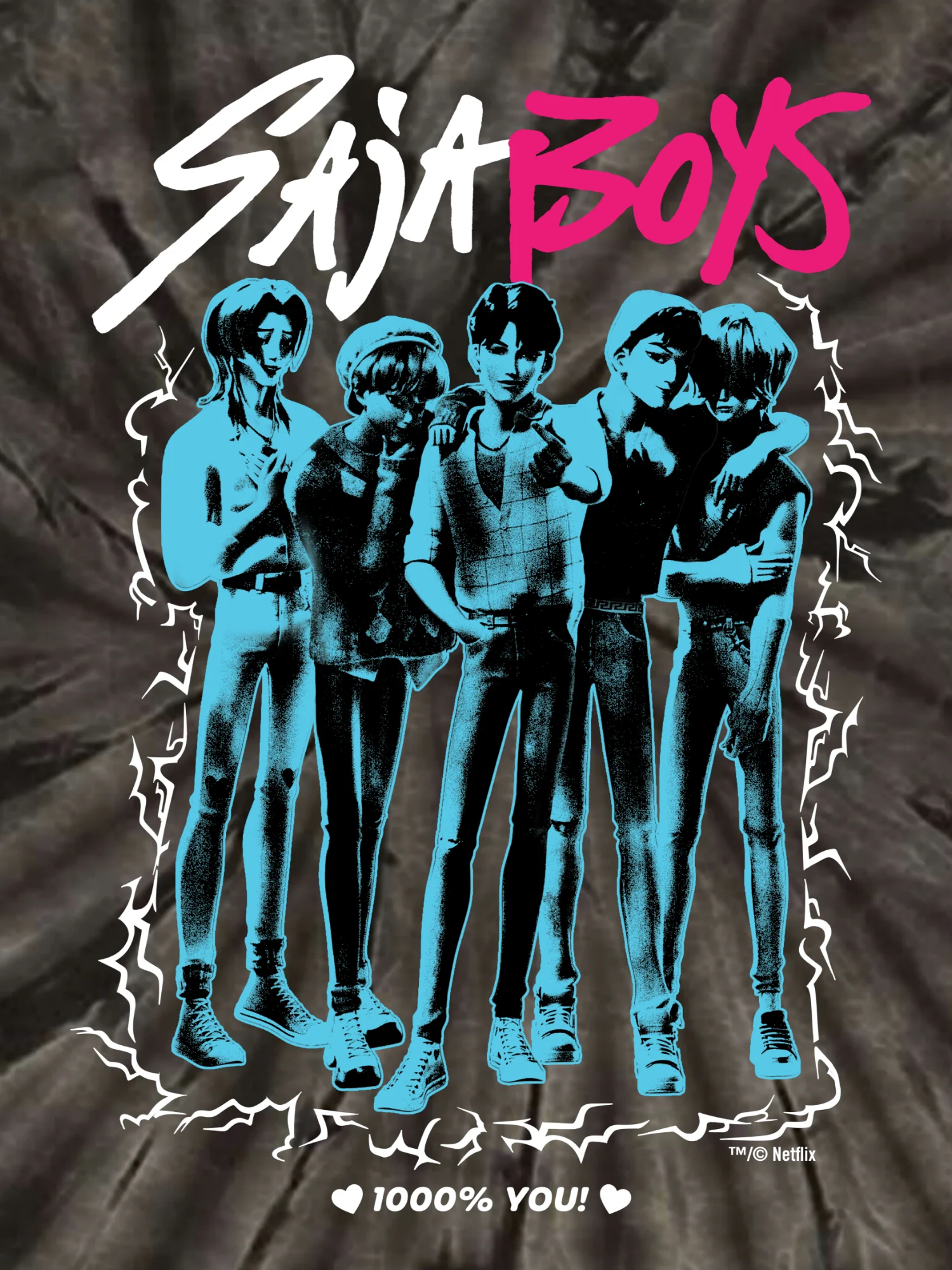 KPop Demon Hunters SAJA BOYS Youth Tie-Dye T-Shirt - Image 2
