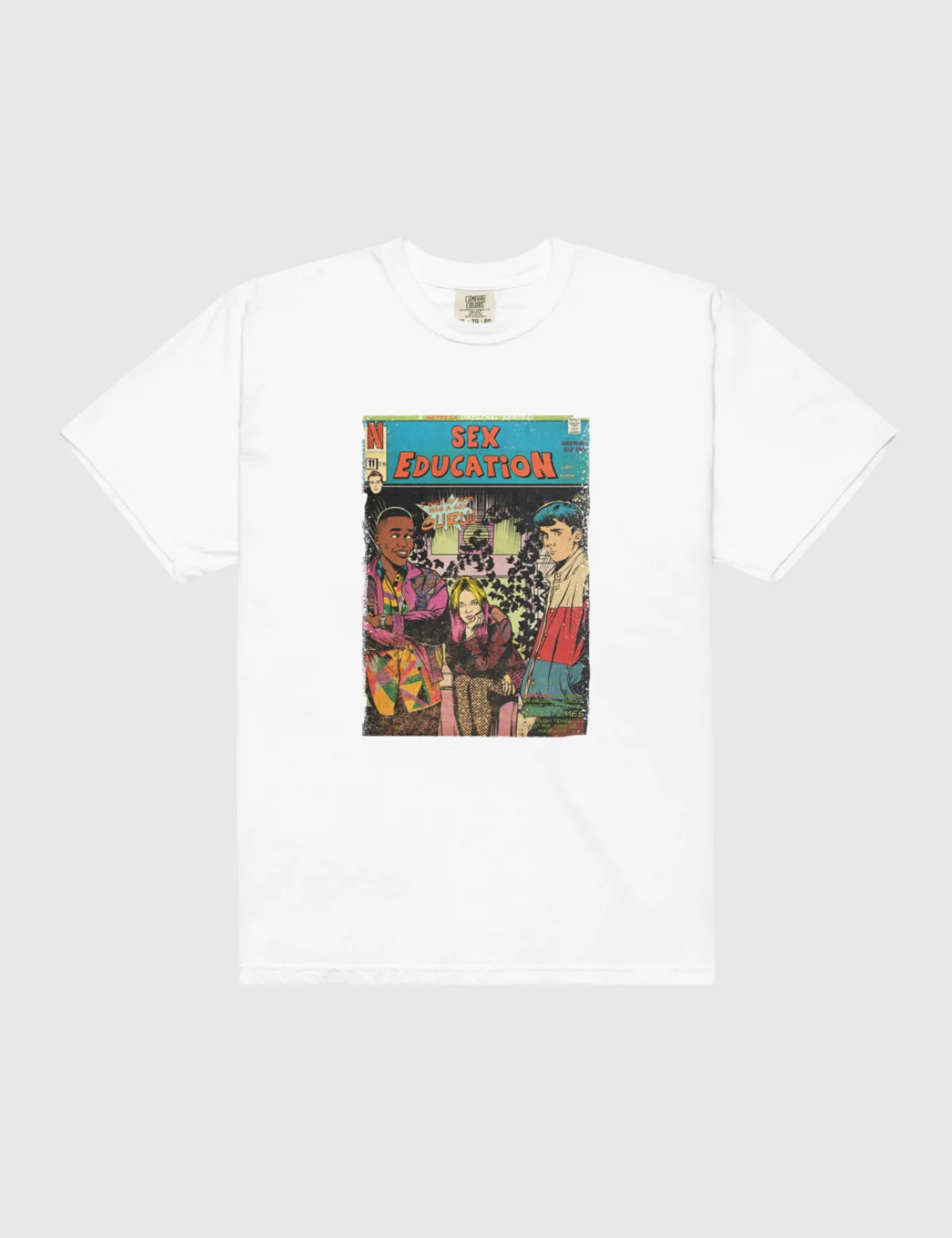 Sex Education Blue Comic Unisex Heavyweight T-Shirt [White]