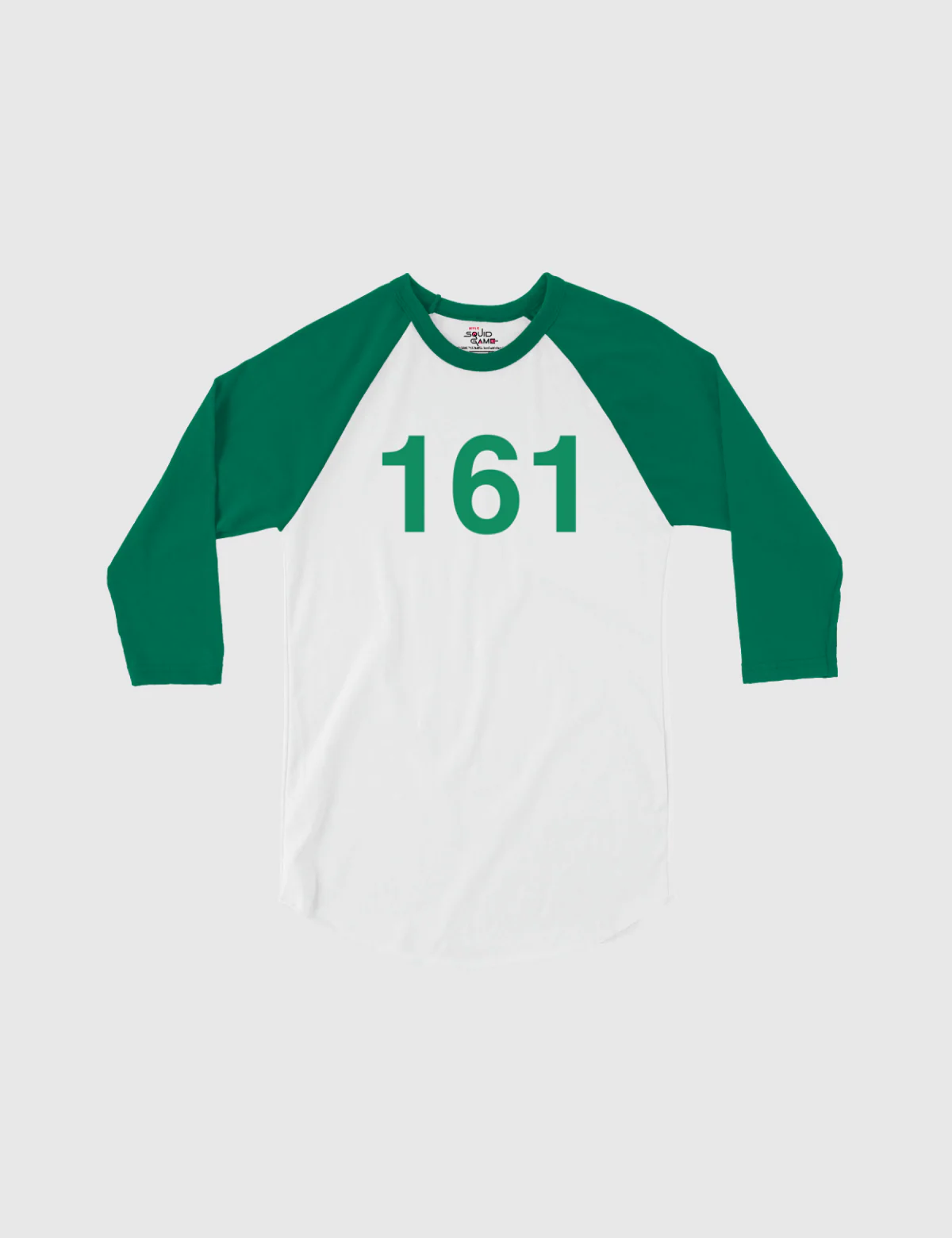 Squid Game: The Challenge Player Raglan Shirt [White/Kelly] - Player 161