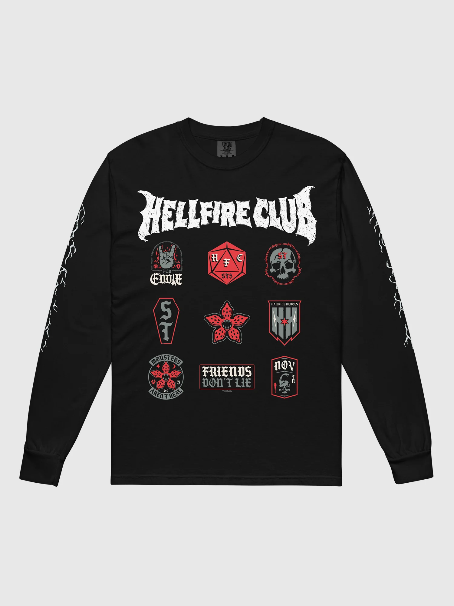Stranger Things Long Sleeve T-Shirt Hellfire Club Badges