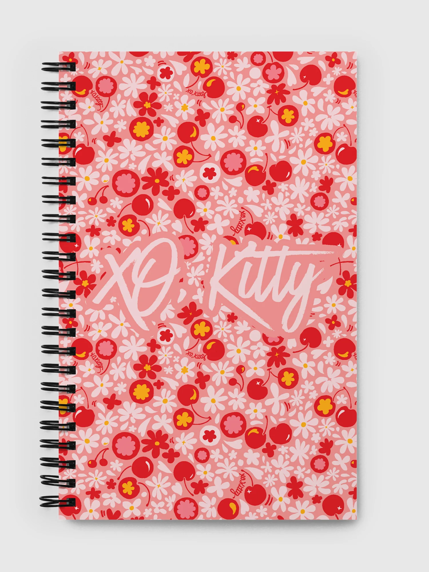 XO, Kitty Floral Pattern Spiral Notebook