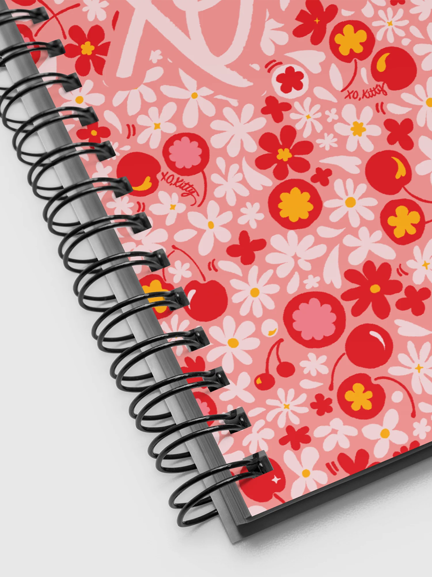 XO, Kitty Floral Pattern Spiral Notebook - Image 2